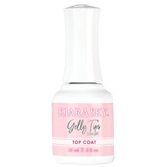 Kiara Sky Gelly Tip Top Coat bottle with a glossy, non-wipe finish.