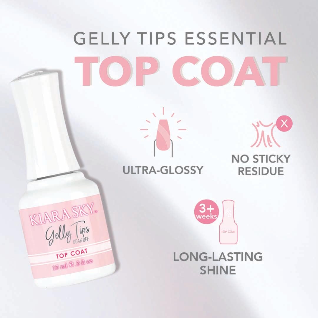 Close-up of the brush applying Kiara Sky top coat for smooth layers.