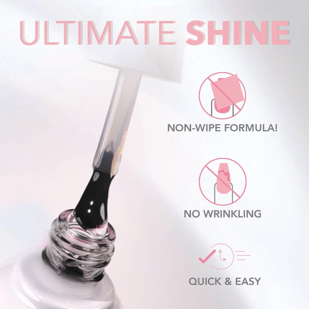 Glimmering gel finish enhances Gelly Tips with lasting shine.