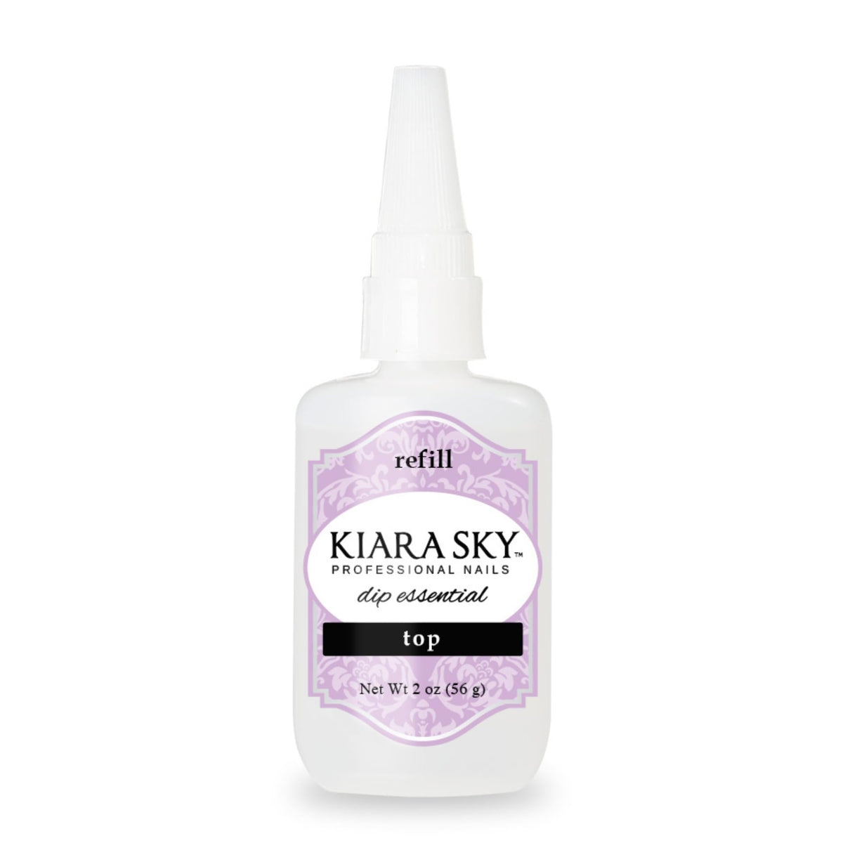 Kiara Sky 2oz refill bottle pour for mess-free top coat.