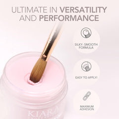 Kiara Sky multi-use powder application setup showcases smooth blends for acrylics and dips.