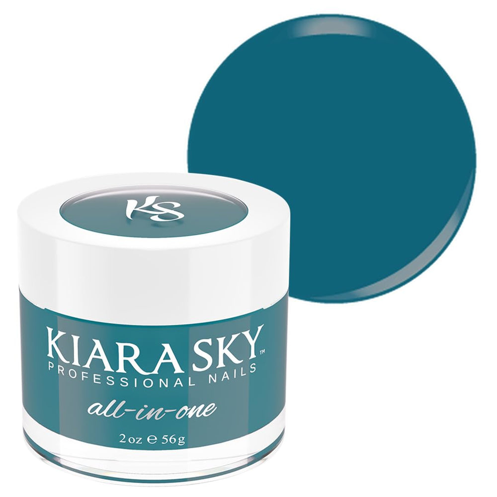 Kiara Sky Pool Party bottle closeup showing vibrant turquoise nail powder.