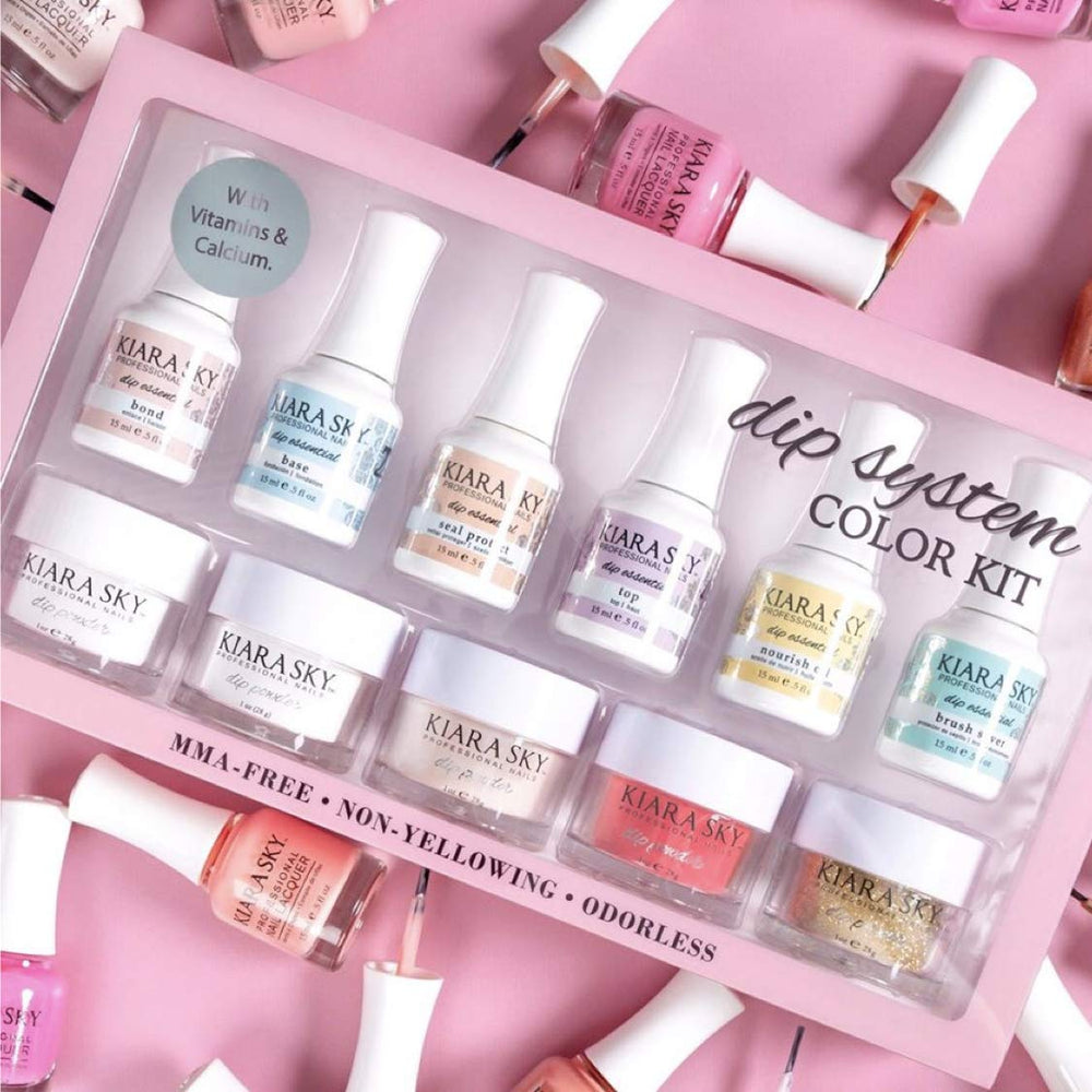 Kiara Sky recycling system included, showcasing eco-friendly packaging for nail enhancements