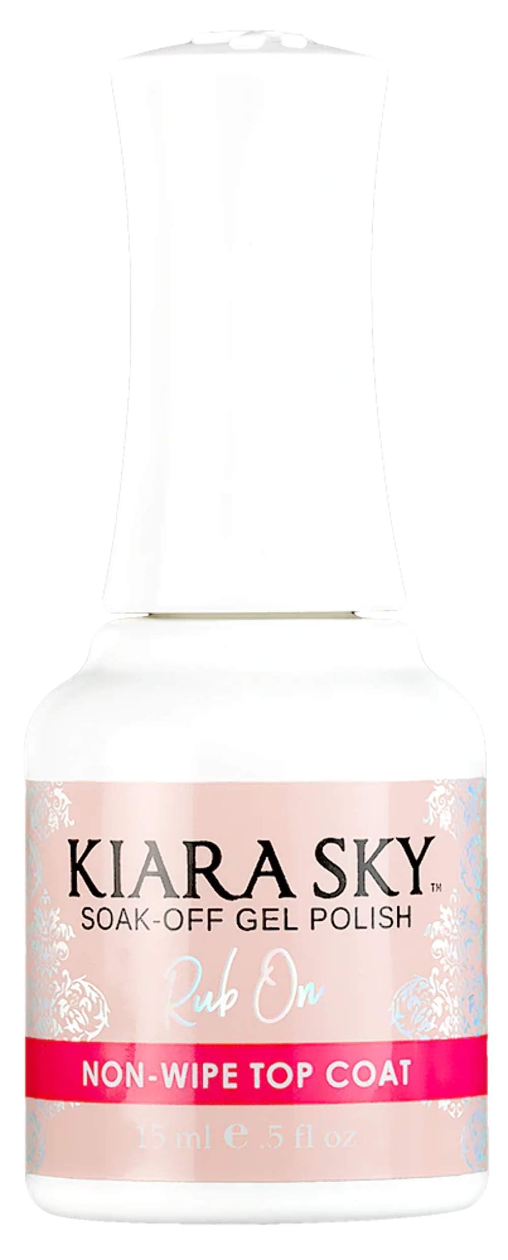 KIARA SKY rub-on LED UV top coat bottle closeup for glossy long lasting nails