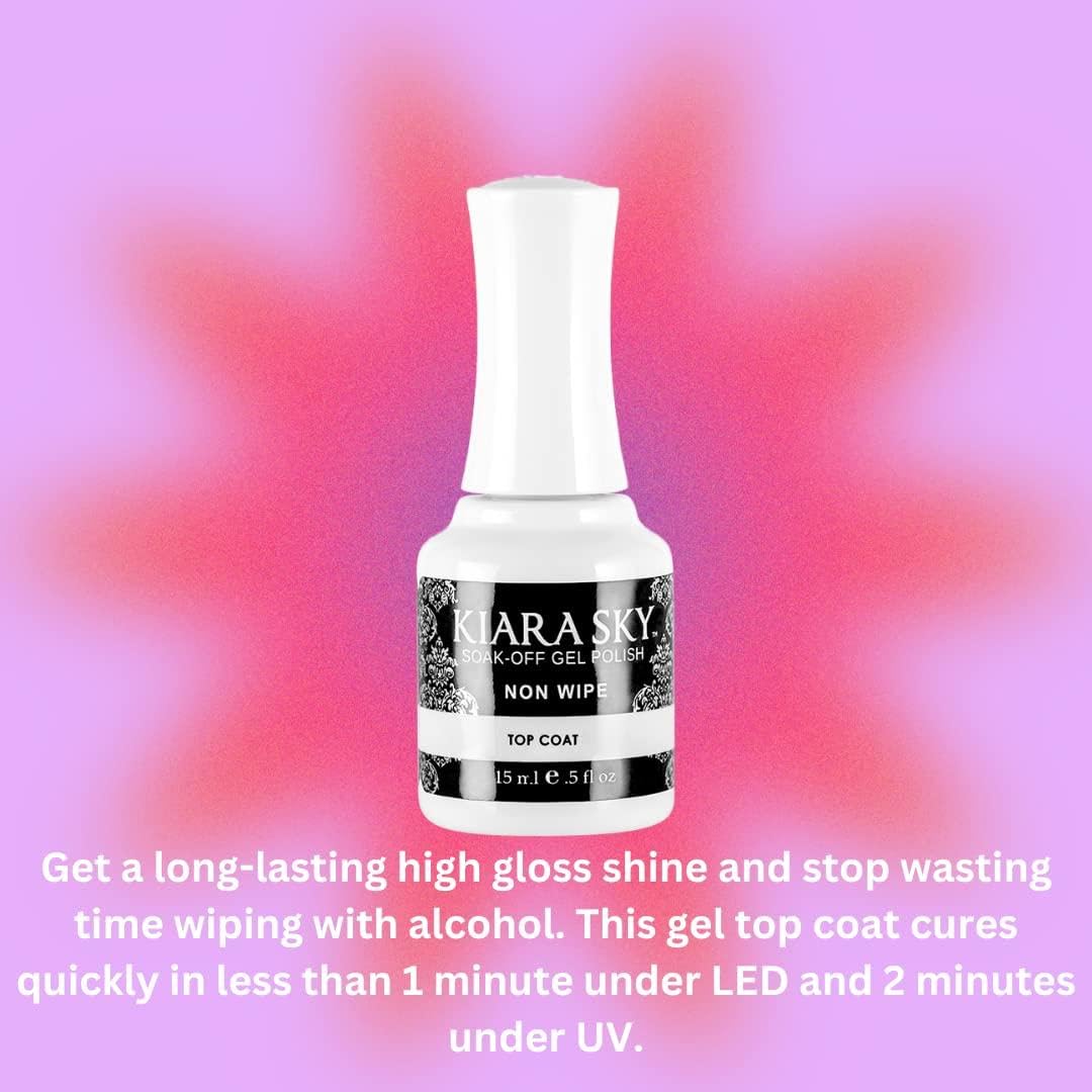 Kiara Sky top coat on nails shows durable, flexible shine