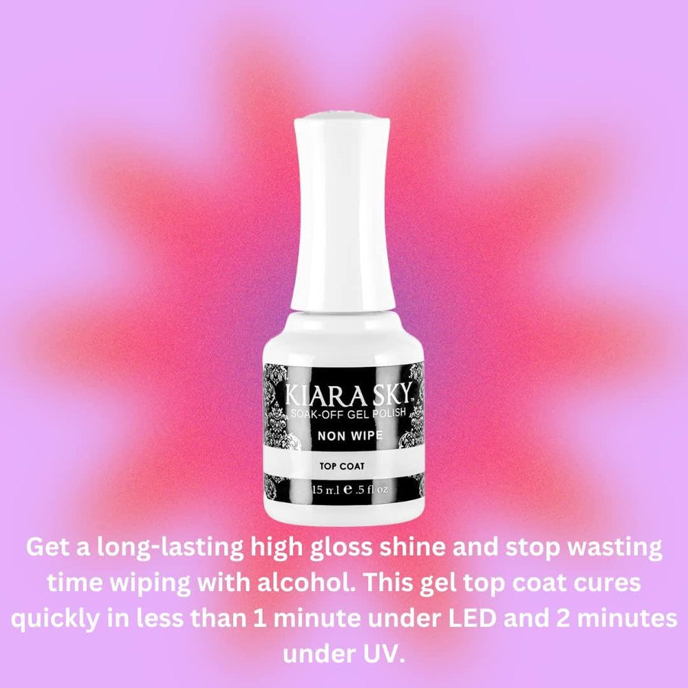 Kiara Sky top coat on nails shows durable, flexible shine