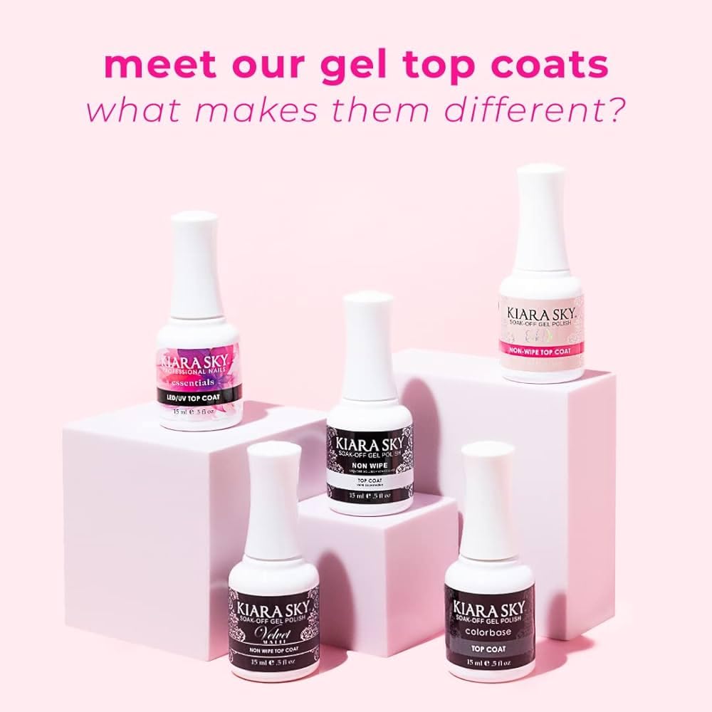 Kiara Sky top coat applied to nails delivering radiant gloss