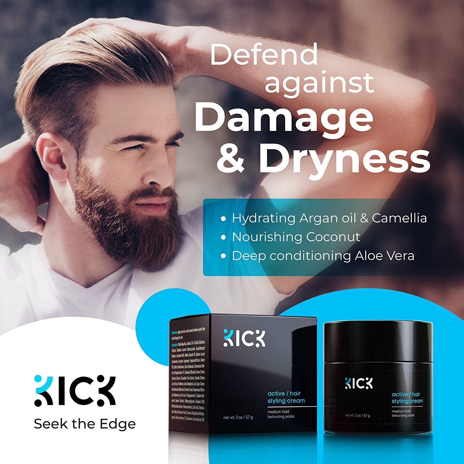 Kick Active anti-greying effect on thinning hair for a fuller appearance.