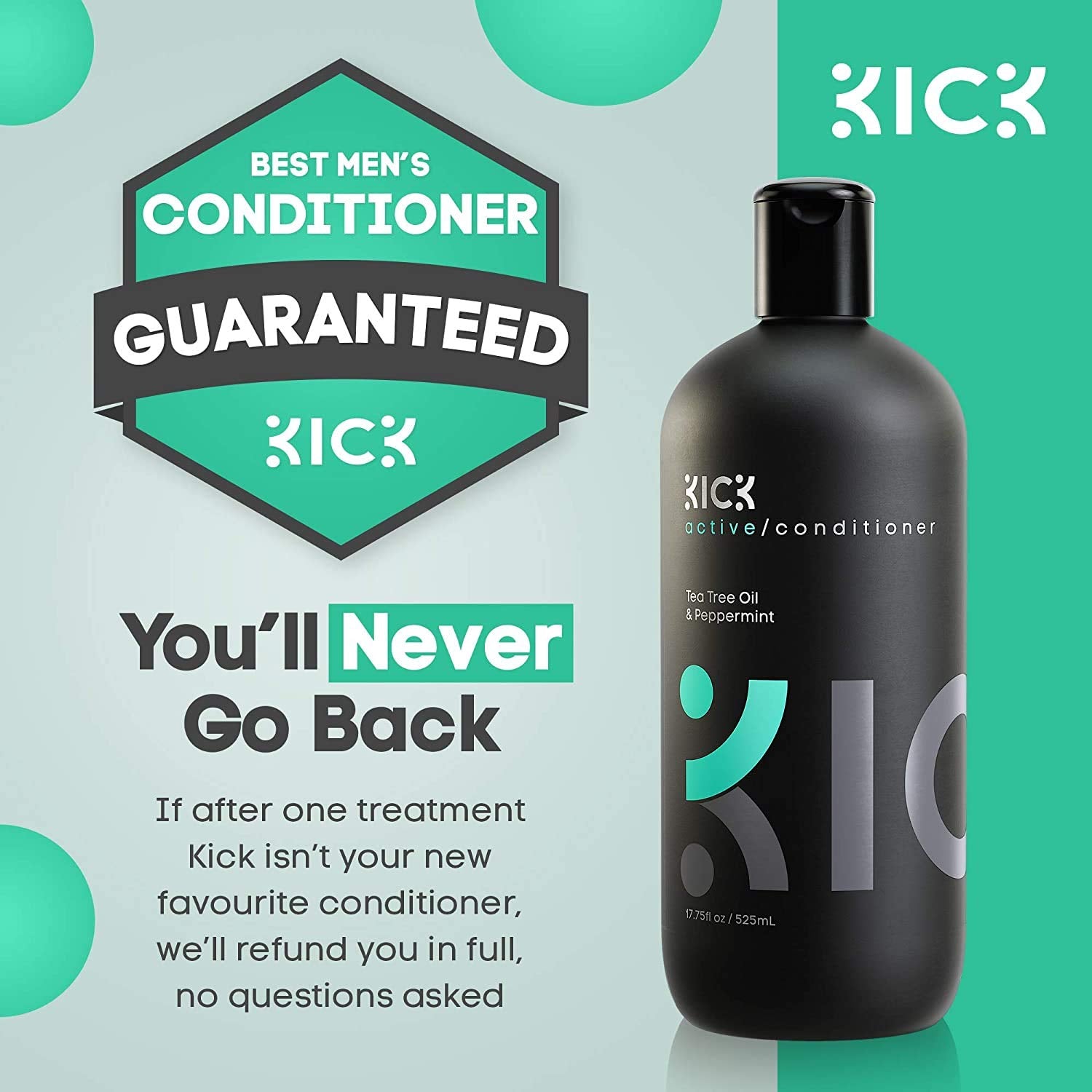 Packaging suggests scalp comfort and reduced itch with Kick conditioner.