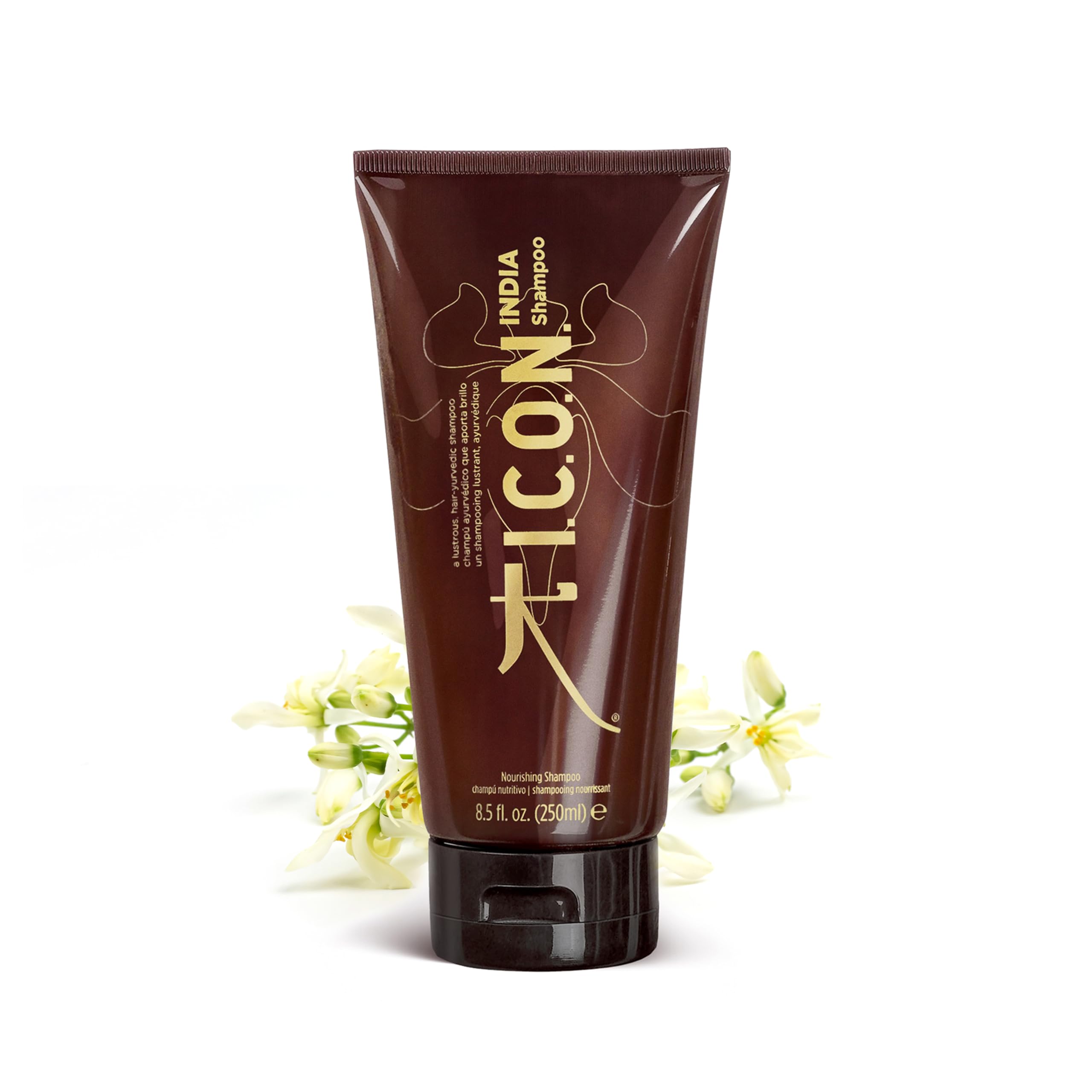 K I.C.O.N. India Shampoo amber scent enhances daily cleansing ritual.