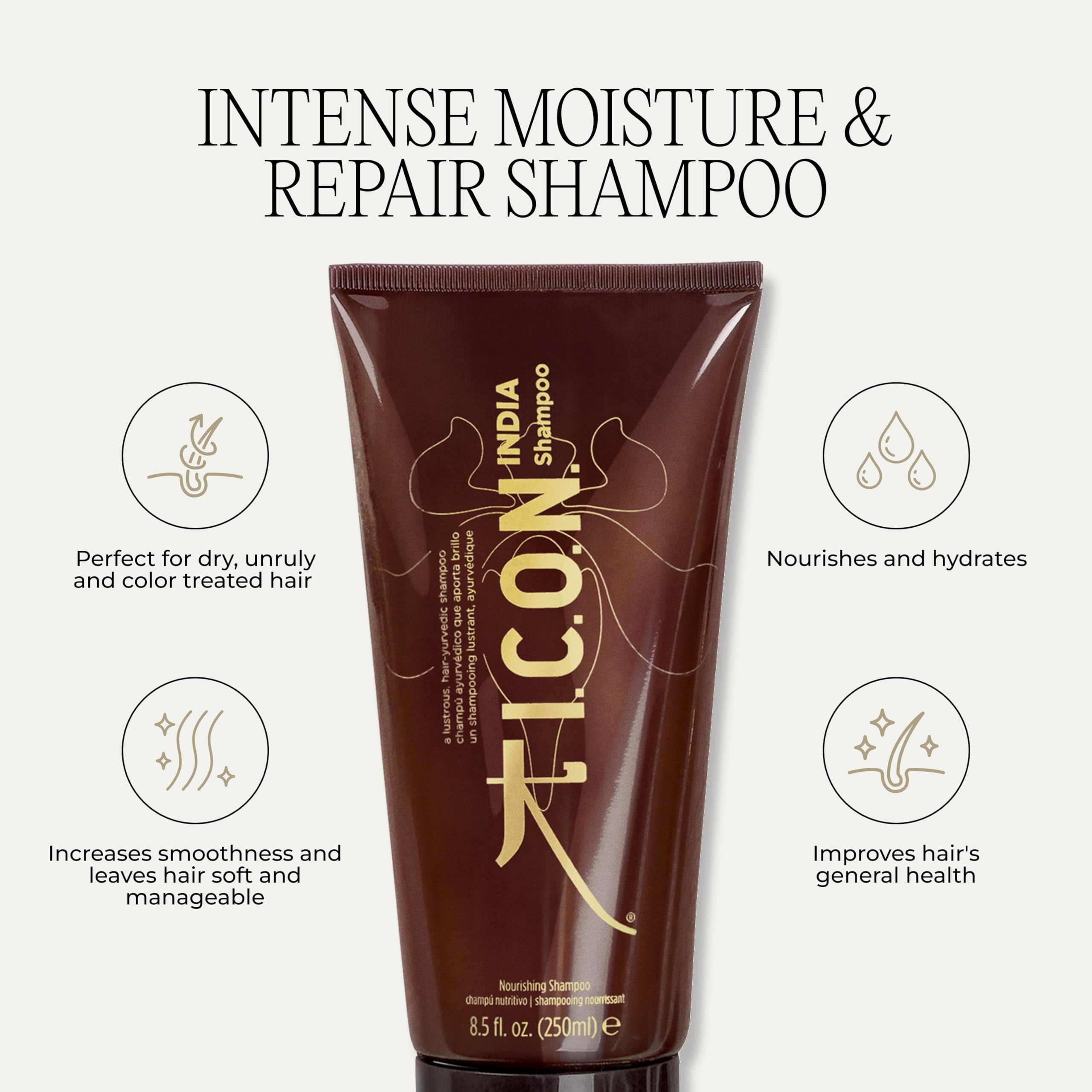 K I.C.O.N. India Shampoo creamy foam demonstrates moisturizing formula.