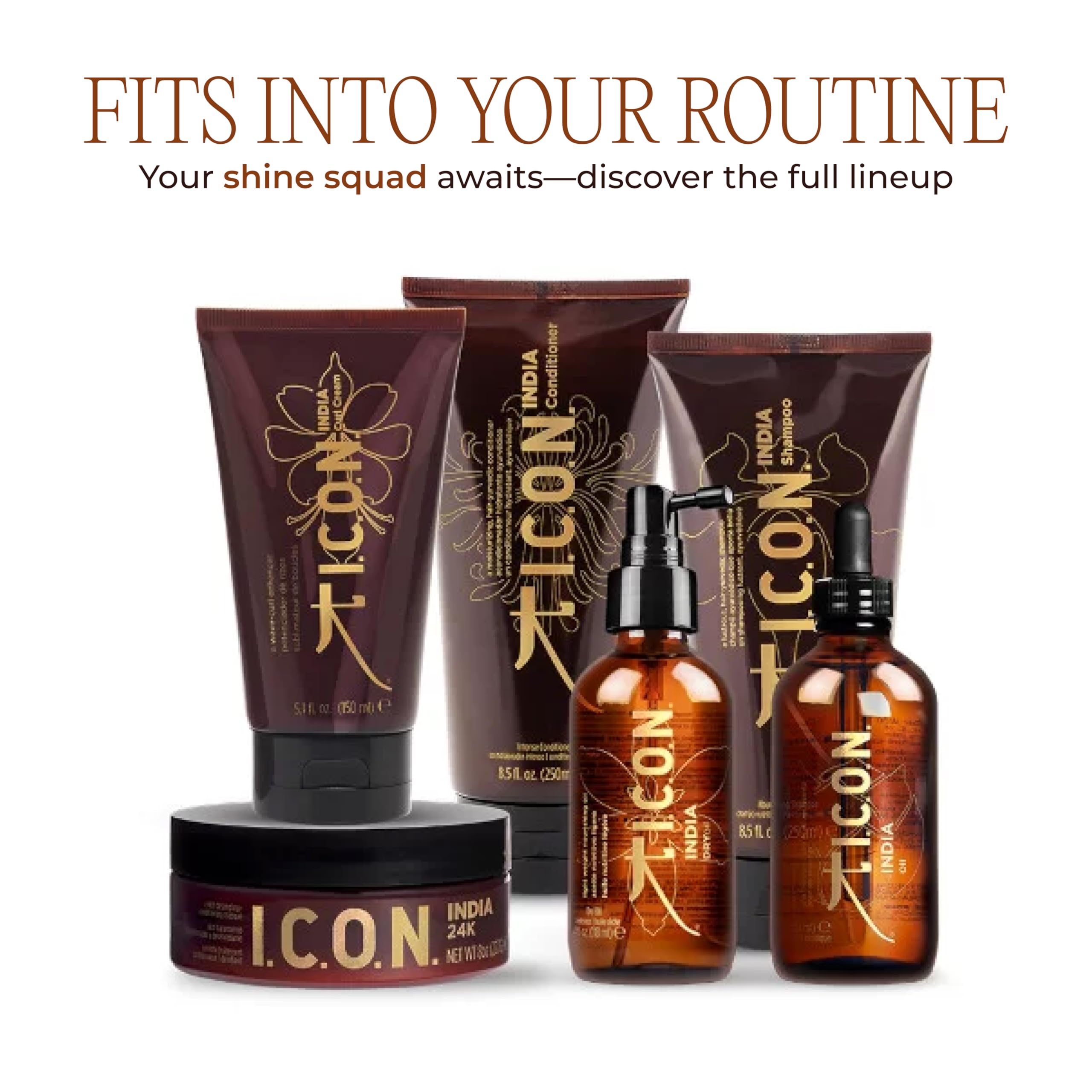 K I.C.O.N. India Shampoo suitable for all hair types in a premium routine.