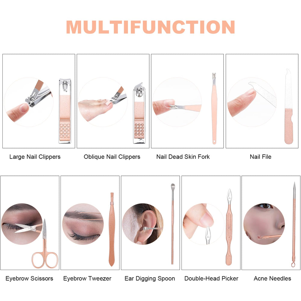 Kidoom oblique nail clippers in rose gold for comfortable angled cuts.
