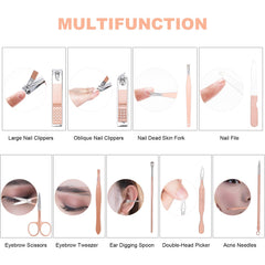 Kidoom oblique nail clippers in rose gold for comfortable angled cuts.