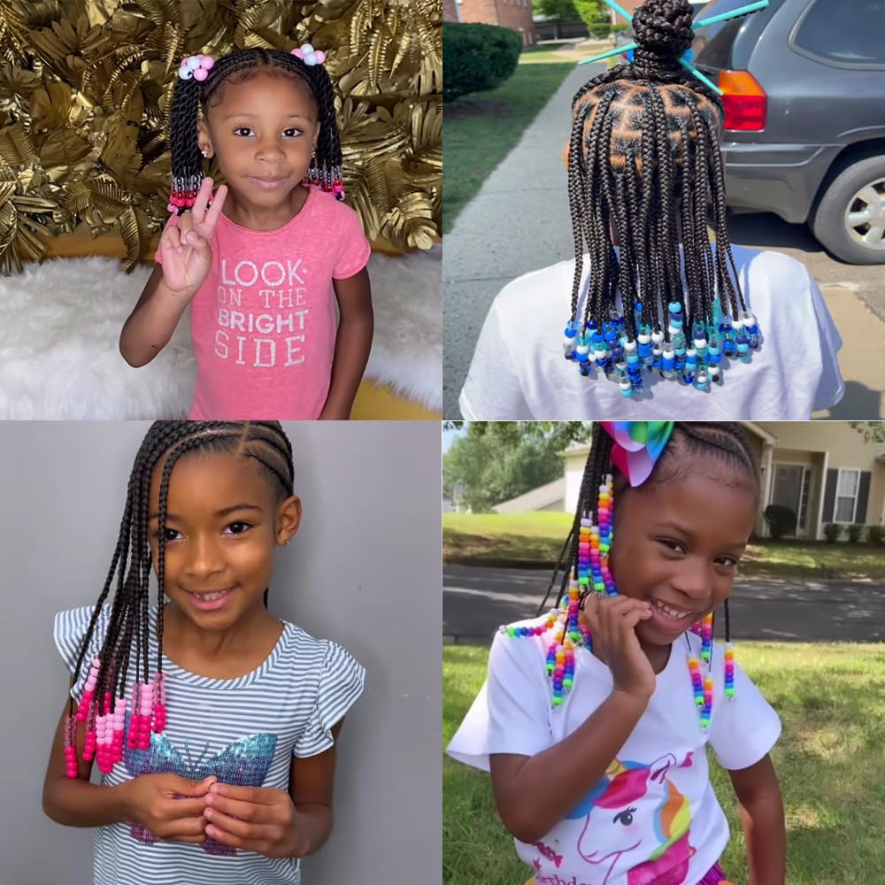 Kid's Summer ponytail attachment with beads, easy to install in minutes.