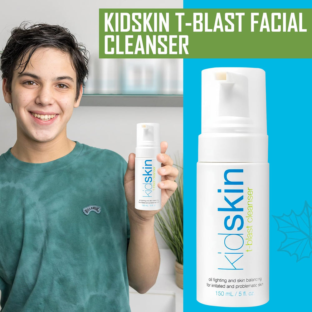 Foaming cleanser lather from Kidskin T-Blast for balanced teen skin.