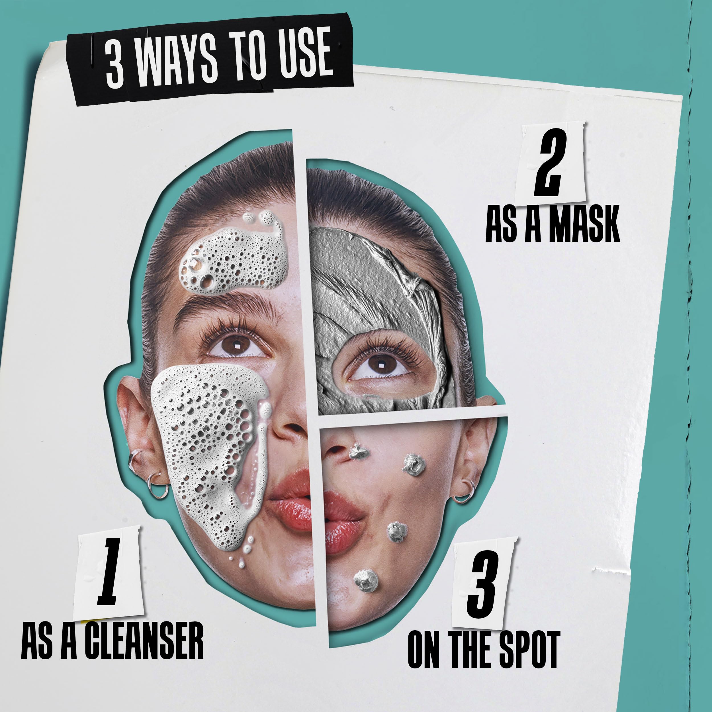 Face mask application with Kiehl's acne cleansing paste on skin