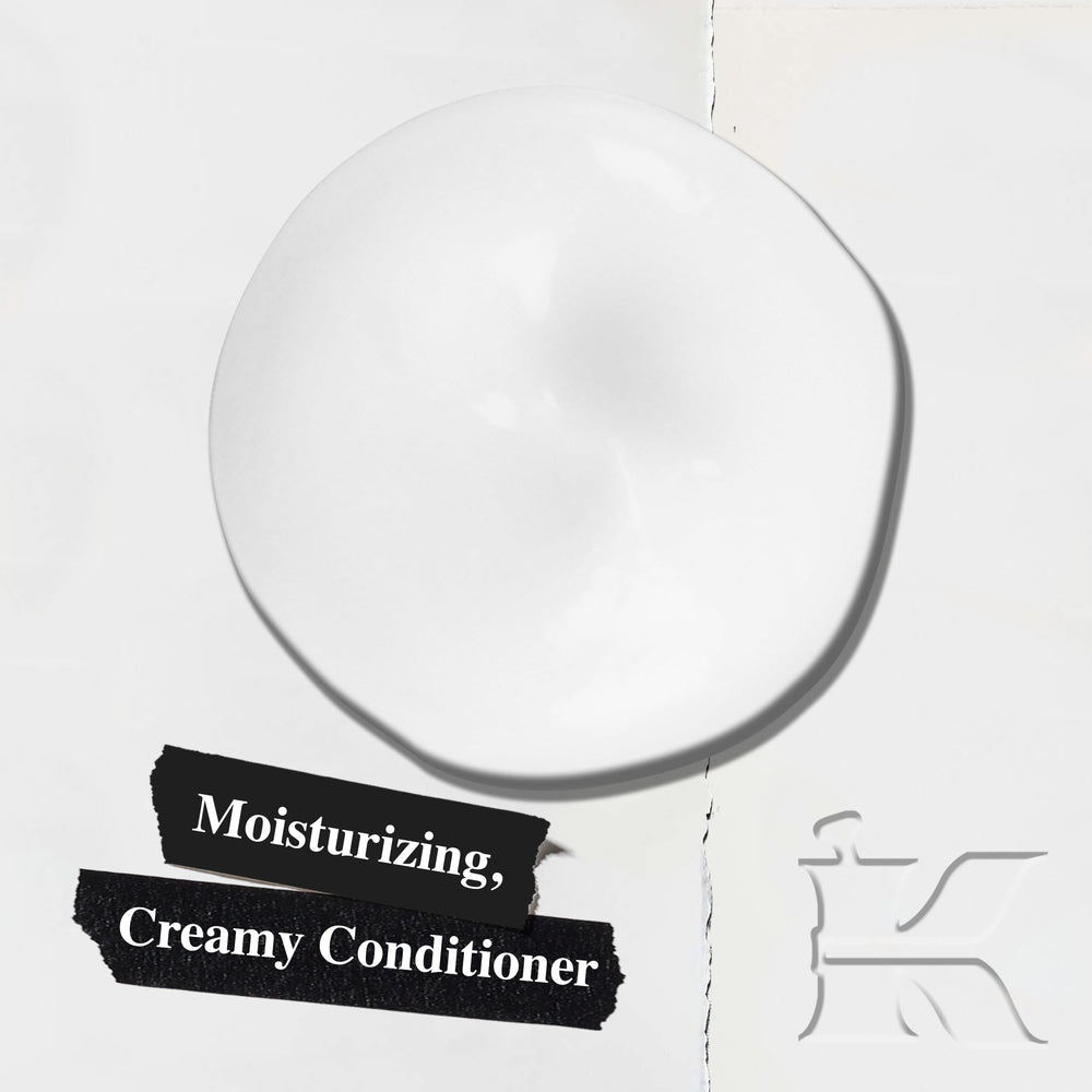Kiehl's Amino Acid Conditioner creamy texture highlights lightweight nourishment.