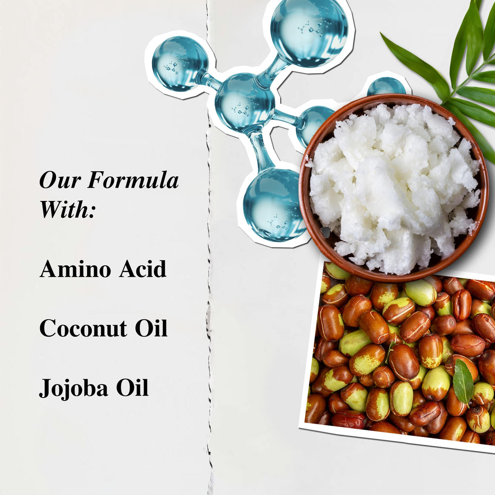 Kiehl's Amino Acid Conditioner being massaged into hair to soften.