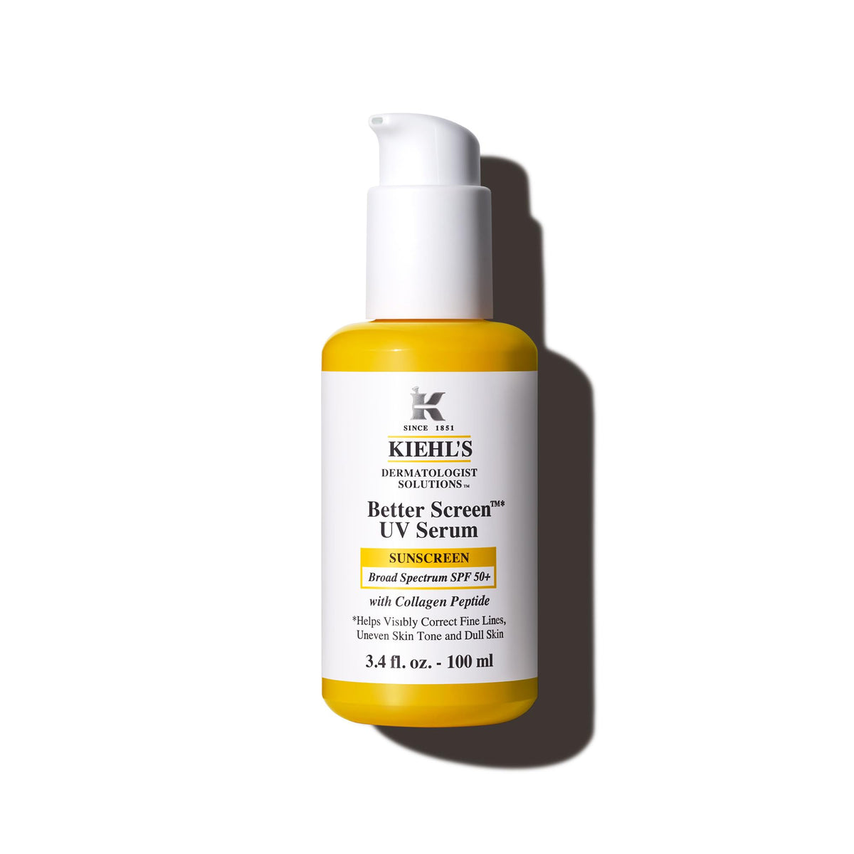 Kiehl's Better Screen SPF 50+ serum bottle for portable sun protection.