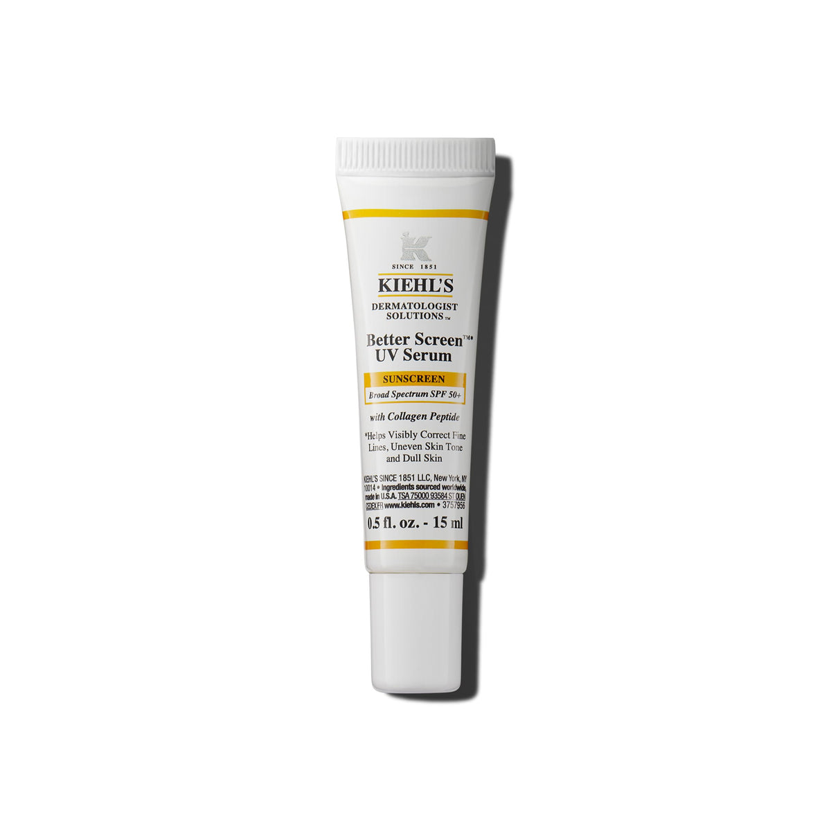Kiehl's Better Screen UV Serum bottle close-up showing sleek design and SPF protection
