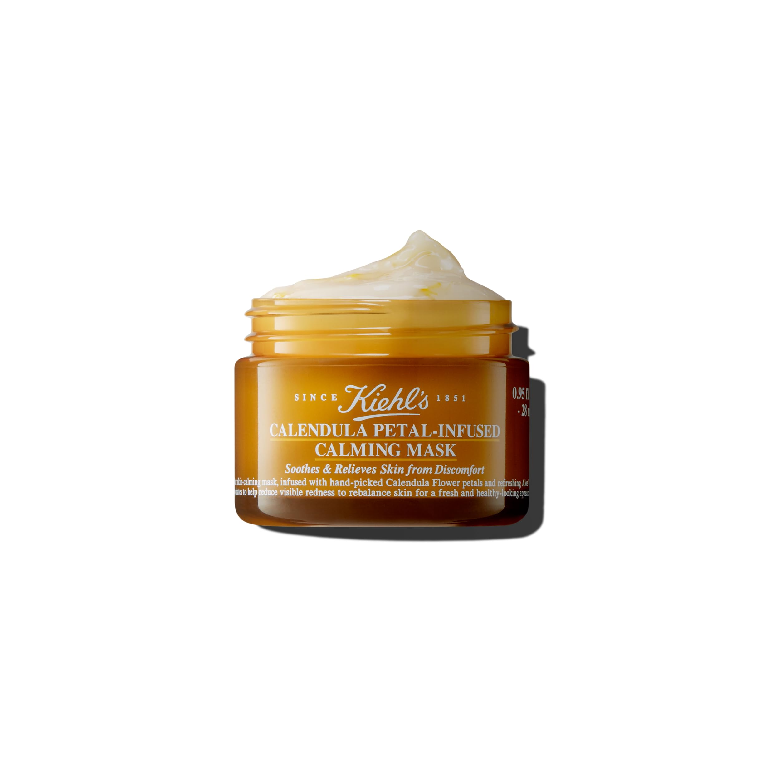 Kiehl's Calendula Calming Mask label close-up showing hydration