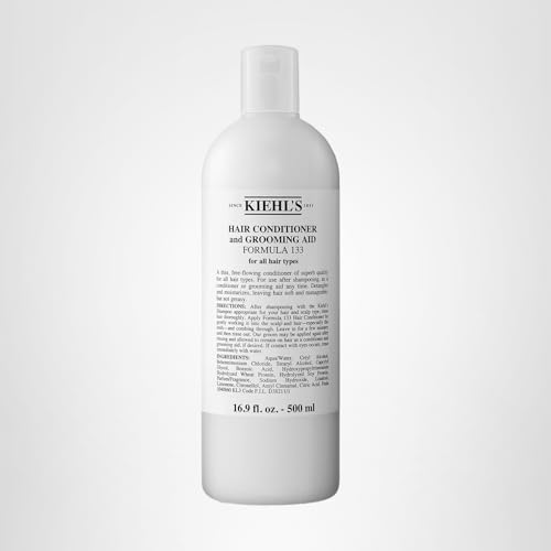 Kiehl's Formula 133 bottle label visible, 16.9 fl oz size.