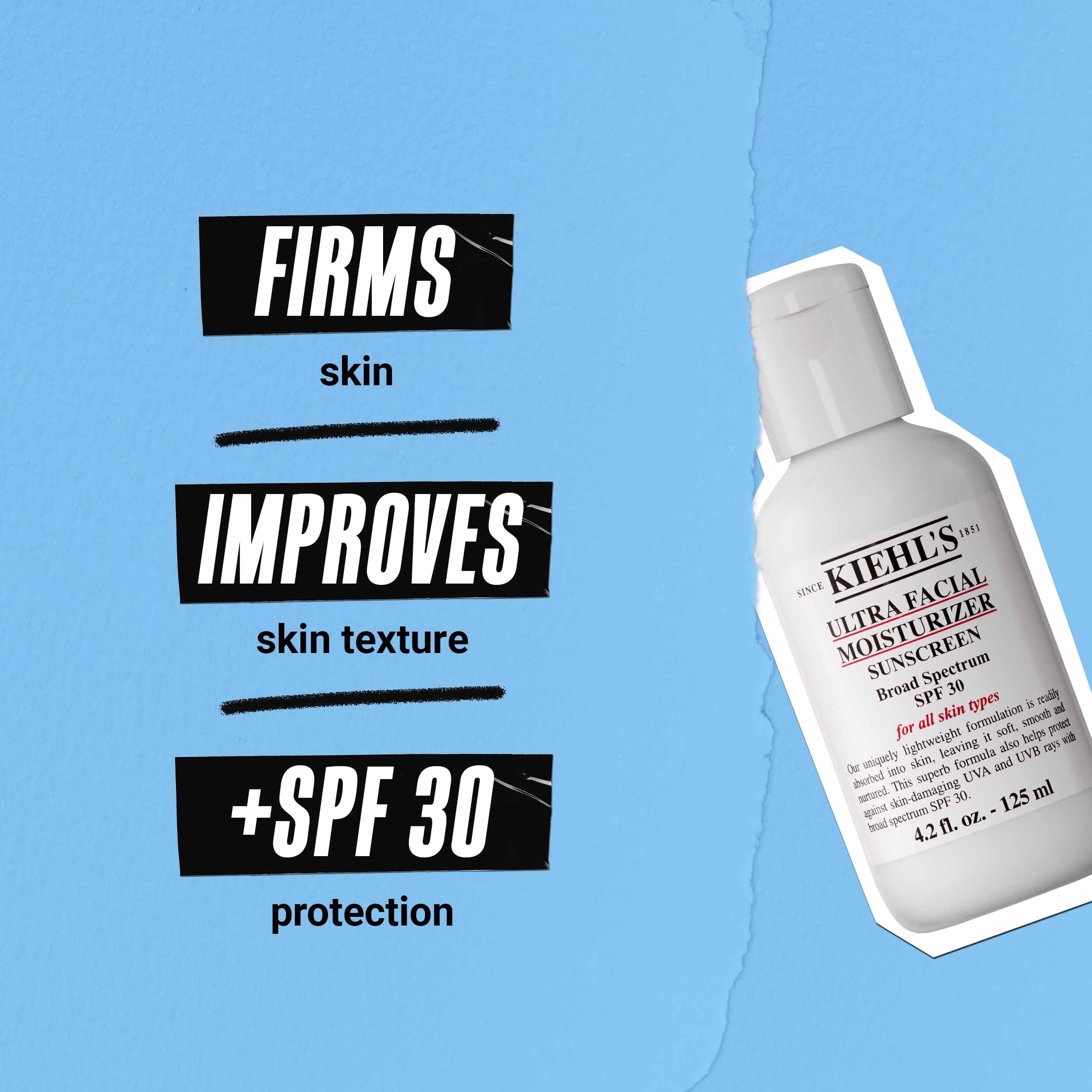 Kiehl's moisturizer application close-up shows light absorption for smoother skin.