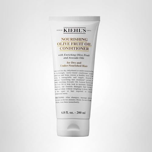 Packaging of Kiehl's Nourishing Olive Fruit Oil Conditioner highlighting lightweight shine