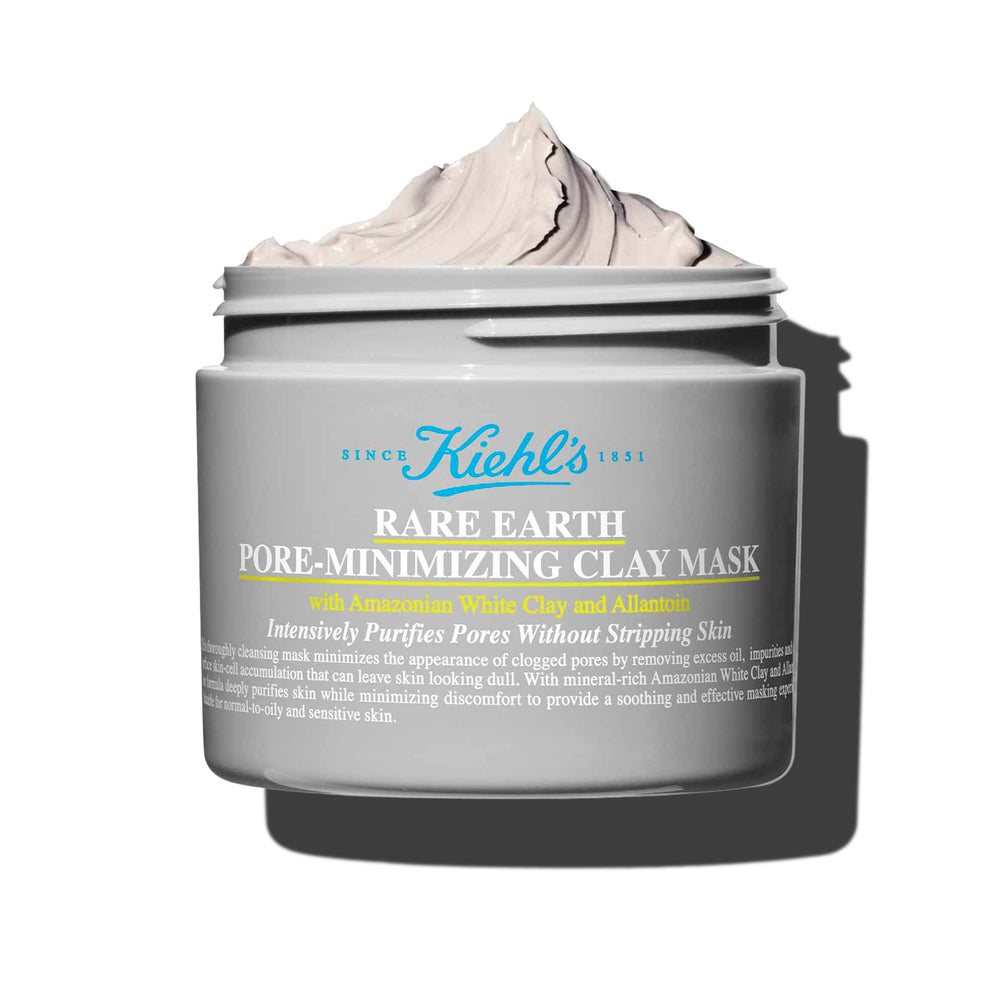 Kiehl's Rare Earth mask packaging close-up highlighting detoxifying clay formula