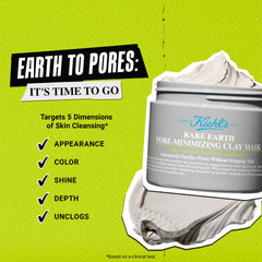Kiehl's Rare Earth mask texture close-up as it dries on skin