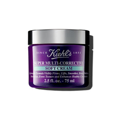 Kiehl's Super Multi-Corrective Soft Cream bottle close-up for firming and smoothing.