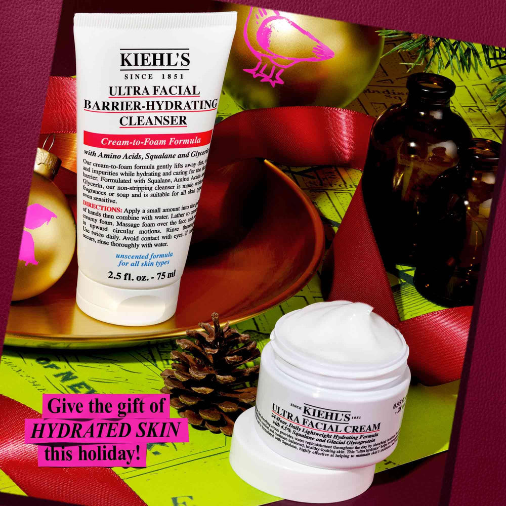 Kiehl's travel-size packaging close-up highlighting a compact kit.