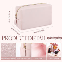 Kigeli light pink preppy makeup bag side view, compact organizer for travel