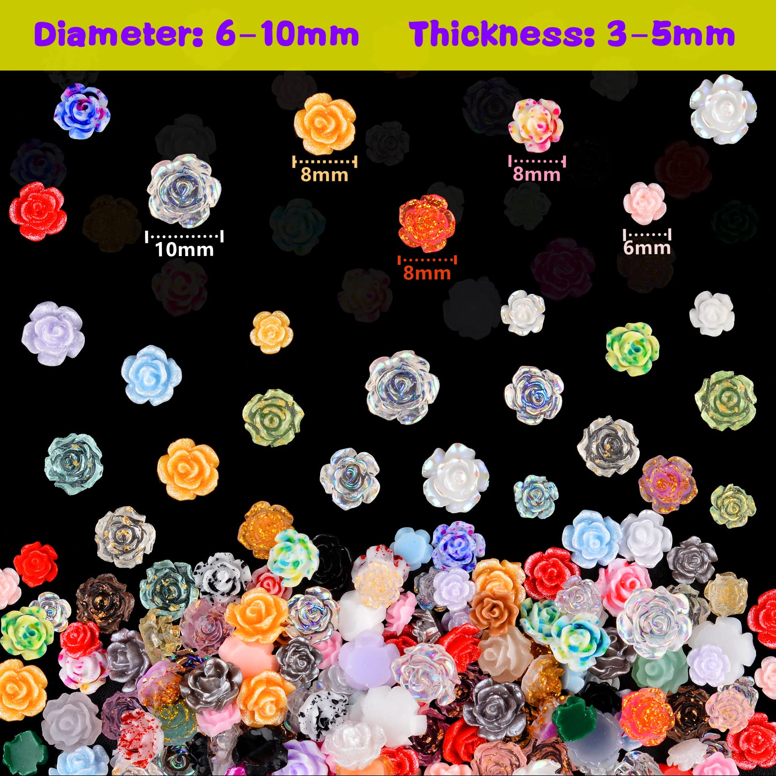 Kikonoke 3D flower nail art decorations for chic, eye-catching nail designs.