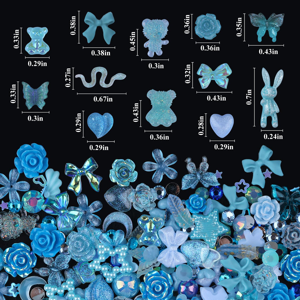 Kikonoke blue bow 3D resin nail charm adds sparkle