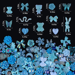 Kikonoke blue bow 3D resin nail charm adds sparkle