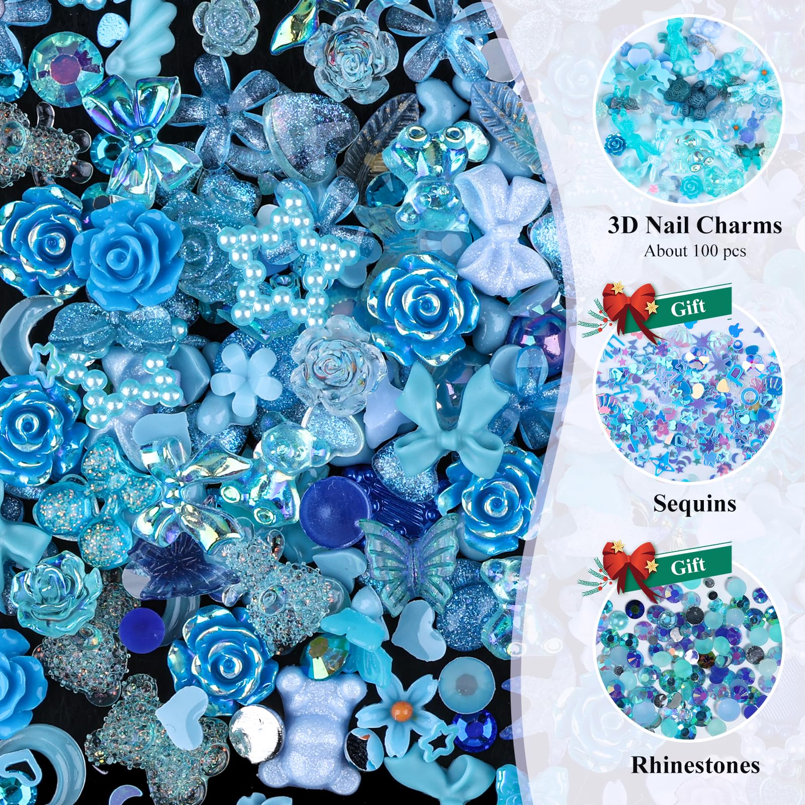Kikonoke blue butterfly 3D resin nail charm for easy adhesion