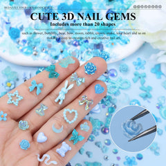 Kikonoke blue deer 3D resin nail charm for playful nails