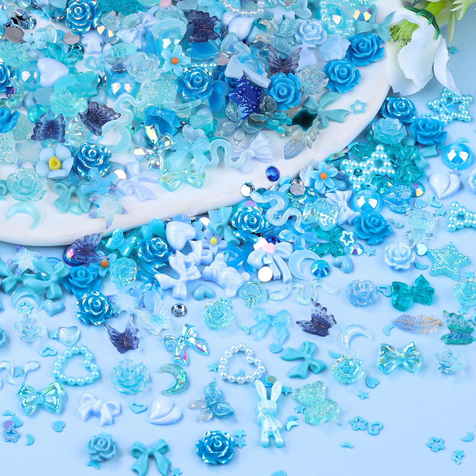 Kikonoke blue moon 3D resin nail charm with glitter