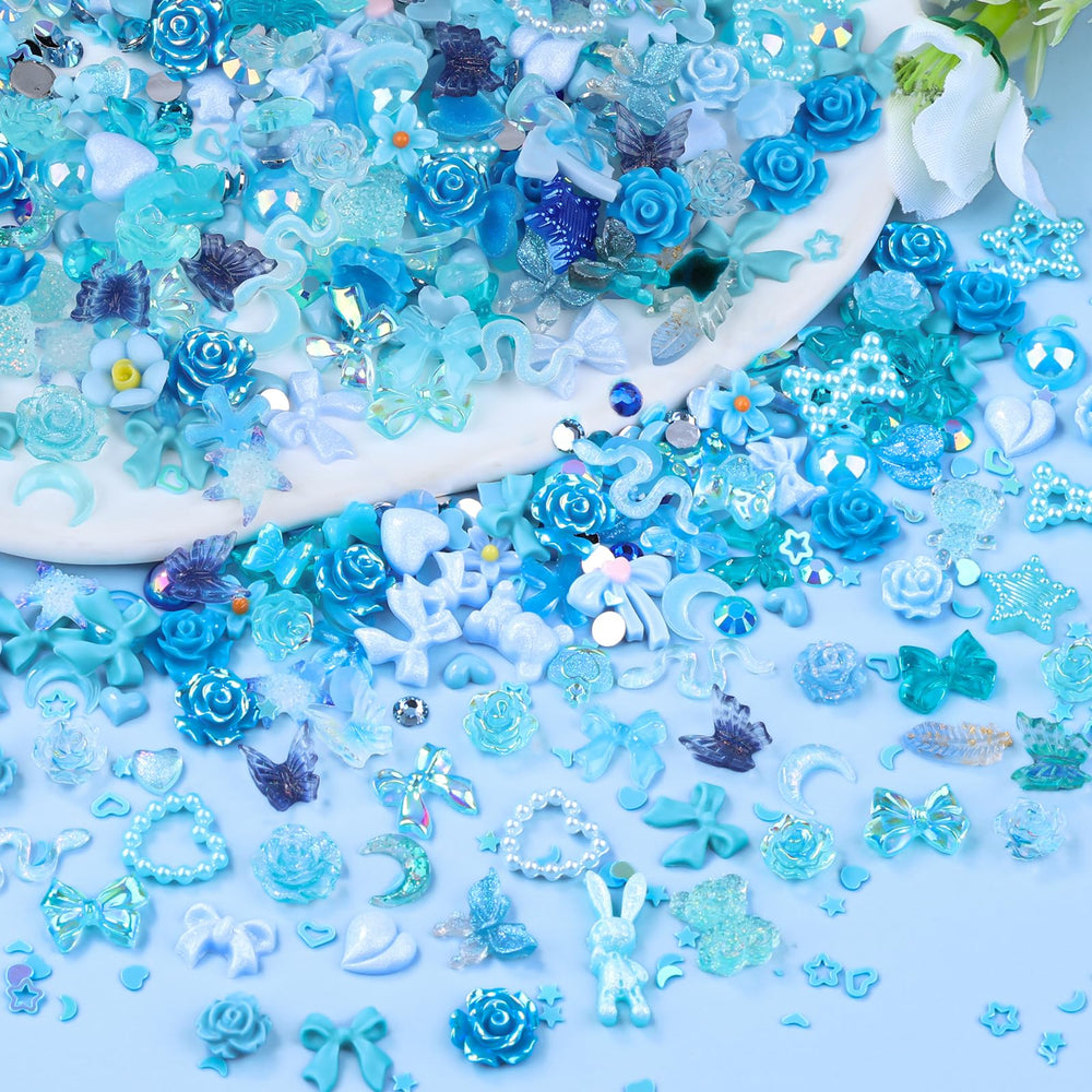 Kikonoke blue moon 3D resin nail charm with glitter