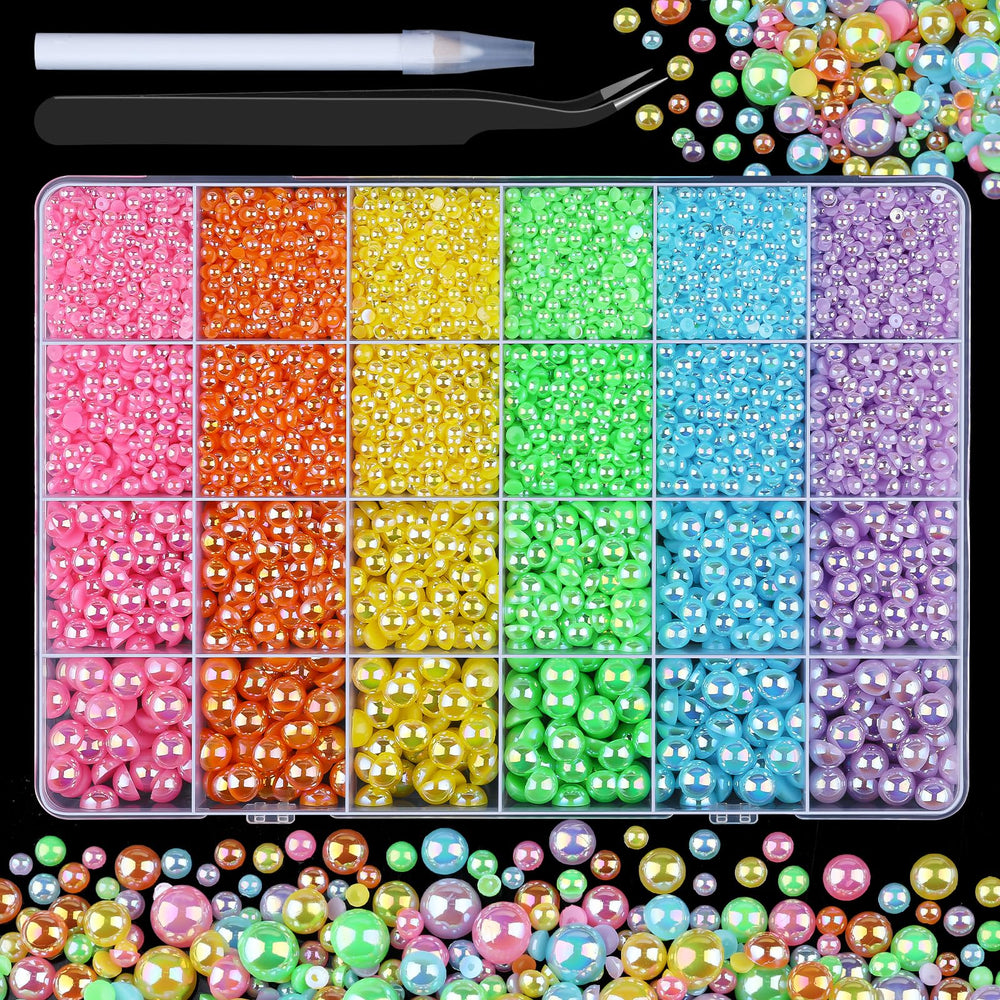 Kikonoke rainbow flatback pearl 3mm for bold nail art and resin accents.