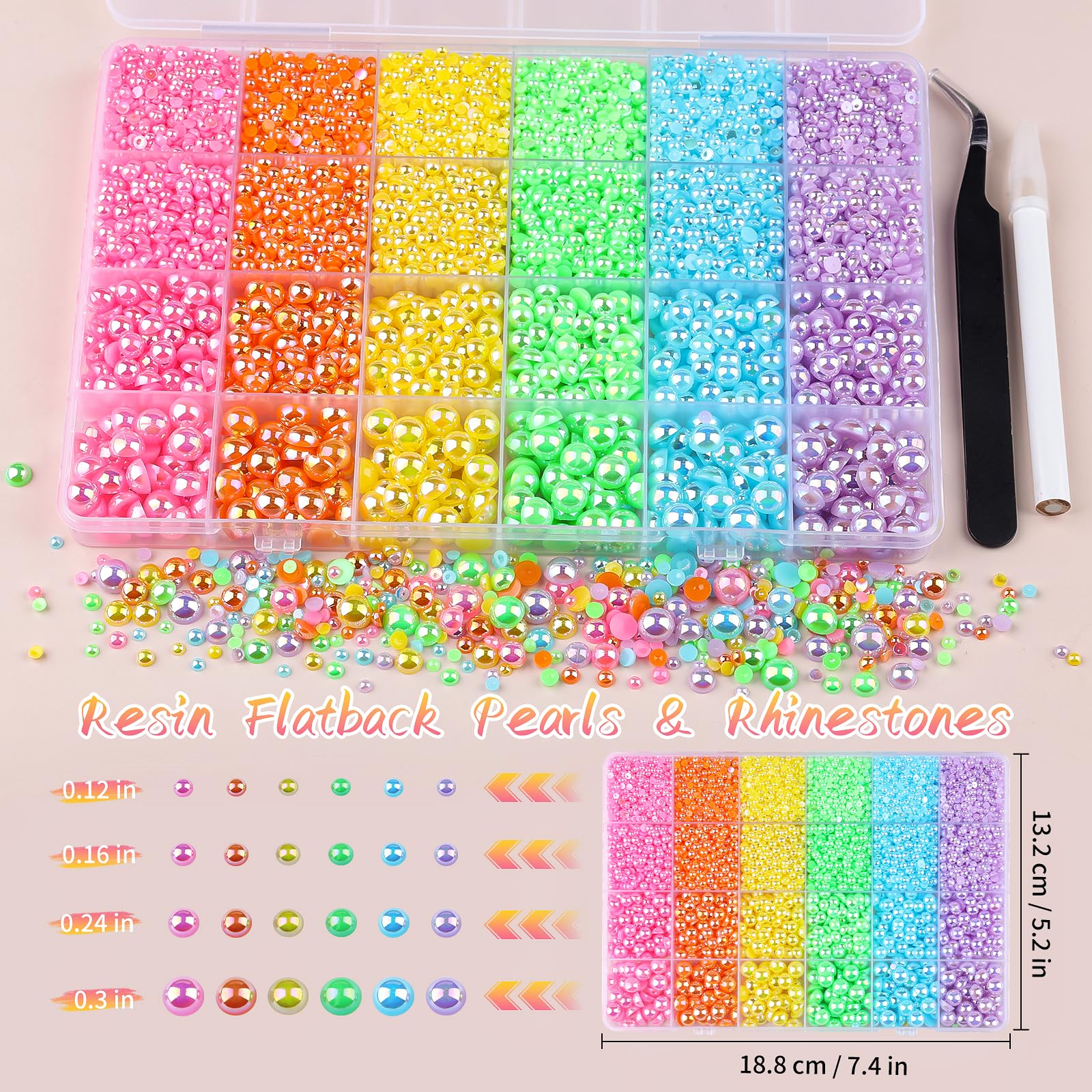 Kikonoke rainbow flatback pearl 6mm adds vibrant fabric and shoe accents.