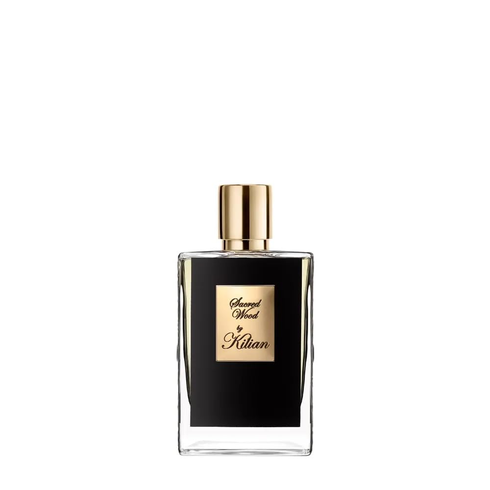 Kilian Sacred Wood EDP packaging and refill sleeve emphasizing versatility and a warm unisex aura.