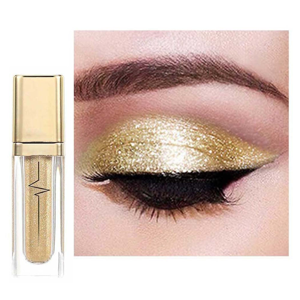 Kilshye Glitter Liquid Eyeshadow E-Gold 6 swatches reveal vibrant metallic shimmer for bold lids.