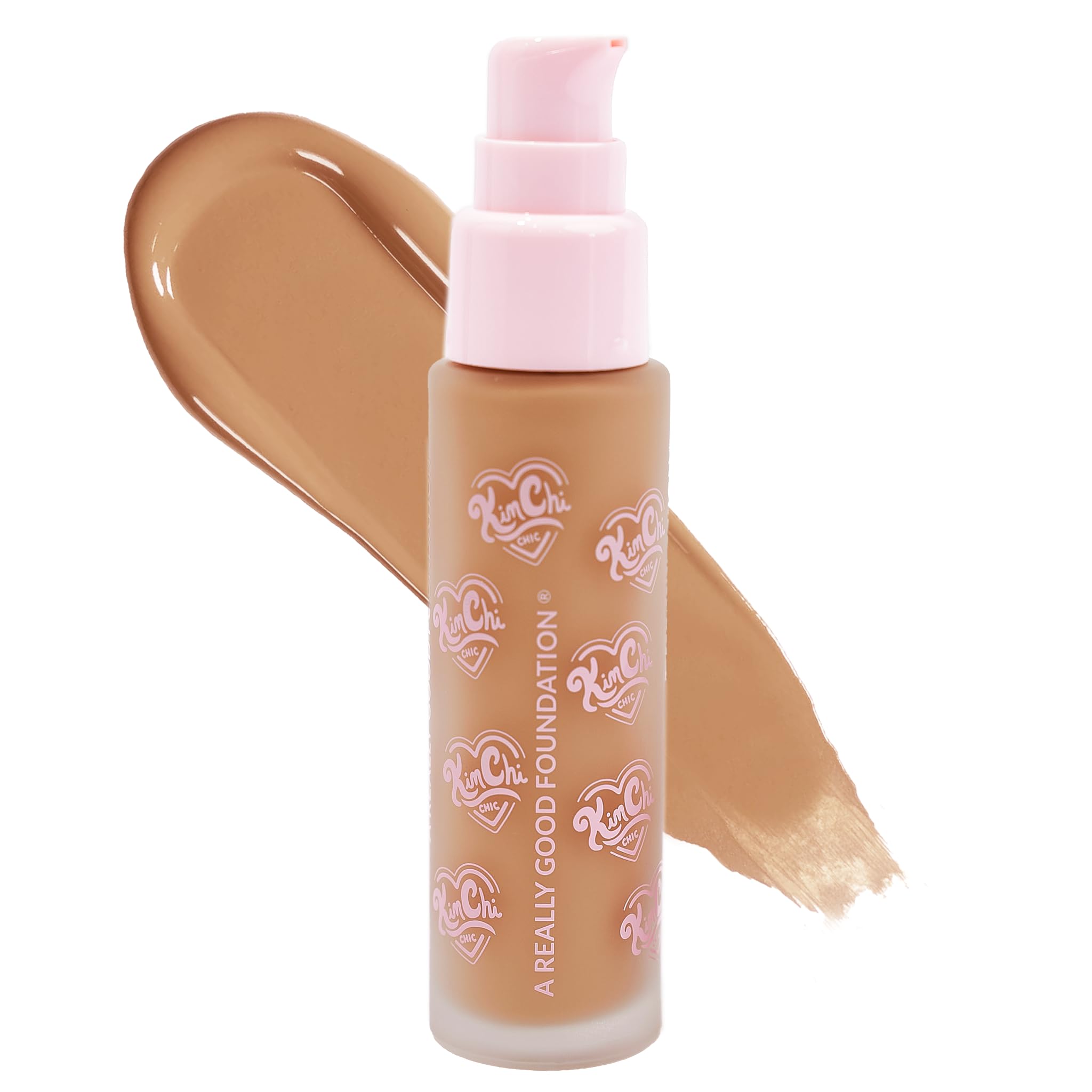 Kimchi Chic A Really Good Foundation bottle closeup highlighting sleek packaging for shade matching