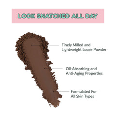 Kimchi Chic chocolate loose powder close-up showing deep shade compatibility