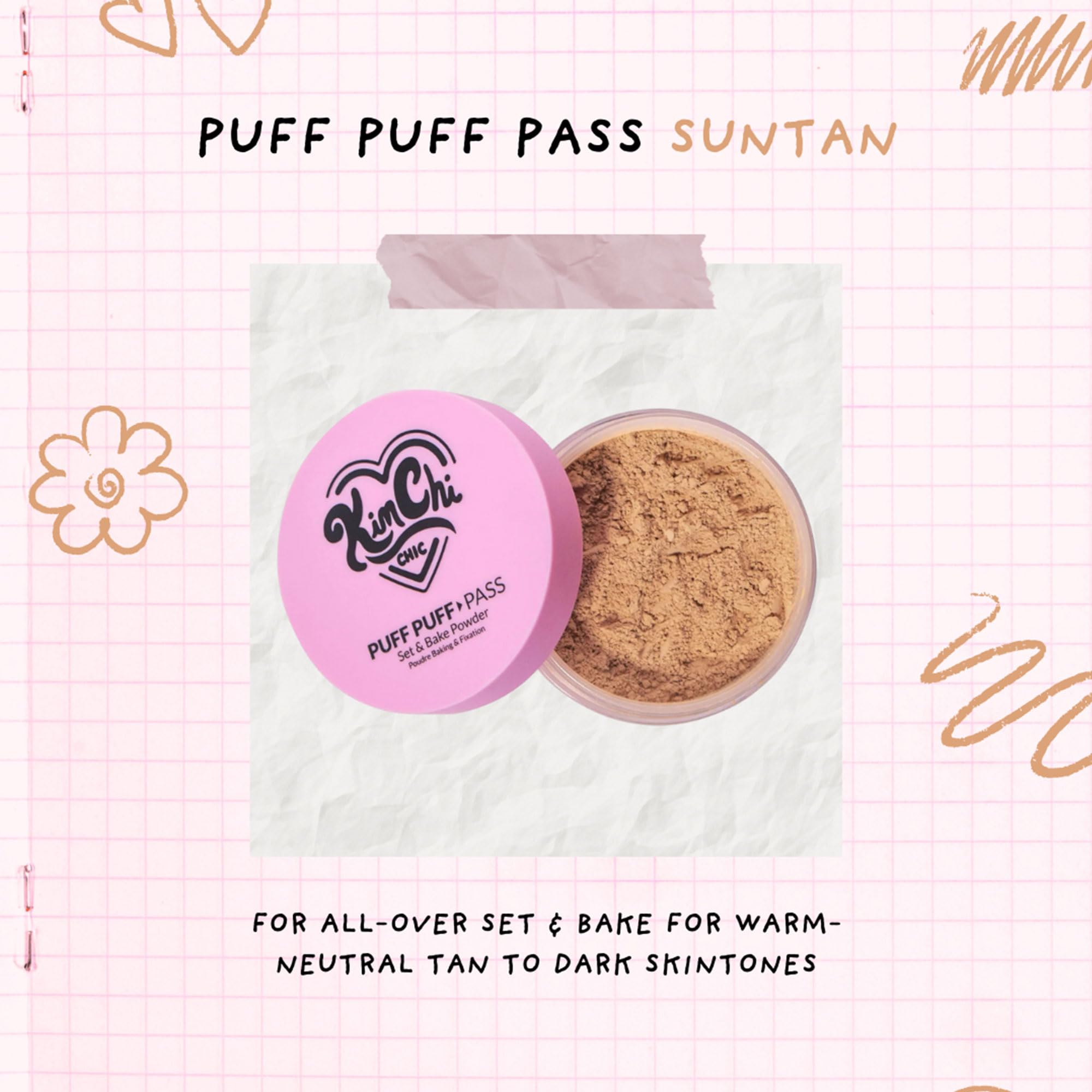 Kimchi Chic loose-setting powder texture shown on skin