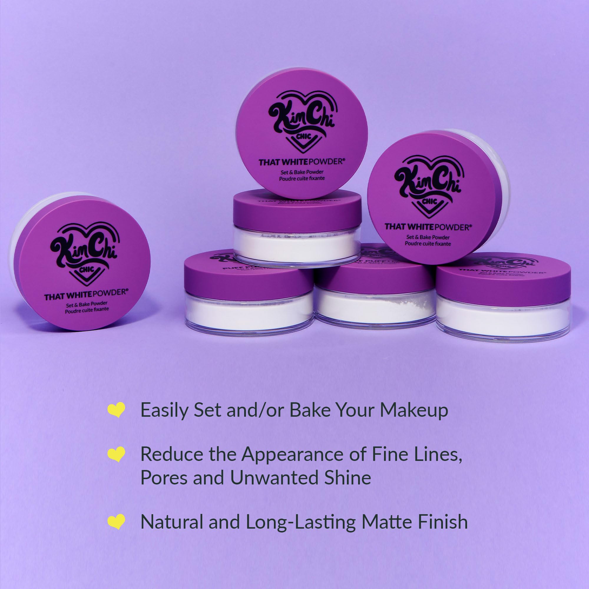 Kimchi Chic matte setting powder finish provides shine control for daylong wear.