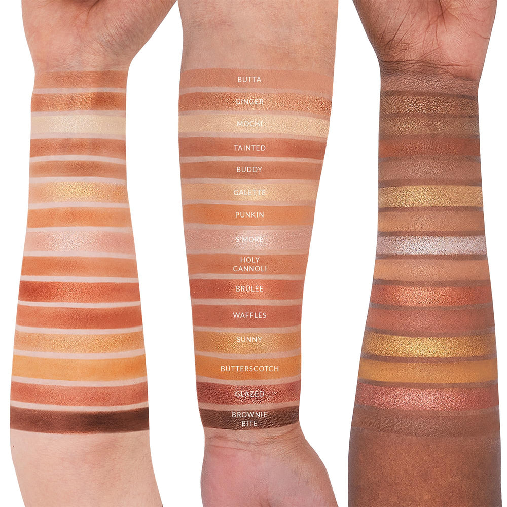 Kimchi Chic The Happy Palette I Am Feeling Sweet texture close-up highlights creamy, velvety pigment for seamless layering.
